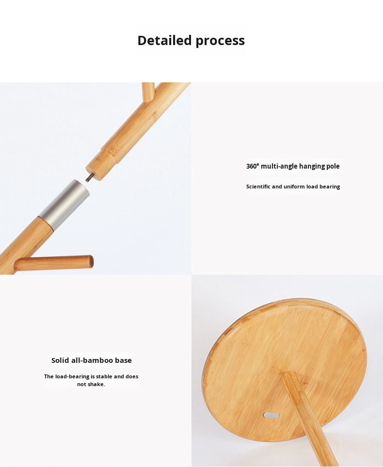 Sturdy Bamboo Clothing Rack Portable Standing Clothes Hanger Organizer Small Bamboo Coat Rack with Simple Vertical Design
