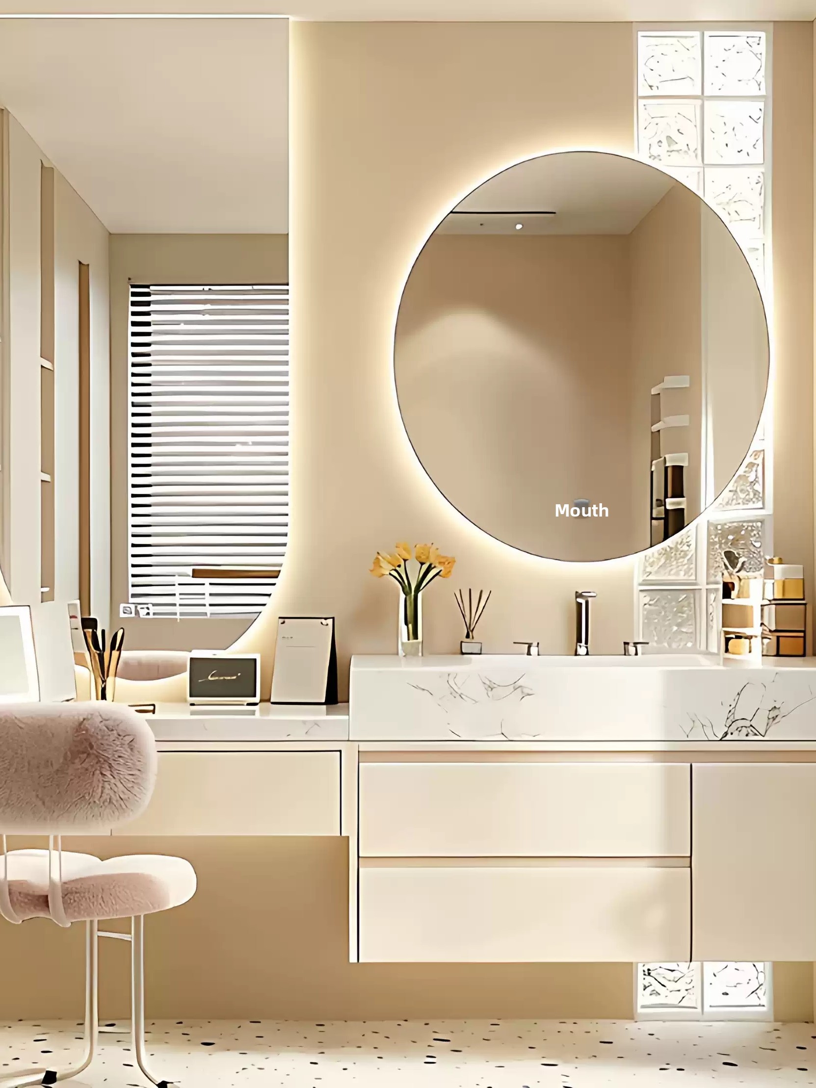 Wash Basin Modern Light Luxury Style Bathroom Cabinet Dressing Table Natural Stone Integrated Set Washstand Hand-Washing Face Basin Smart