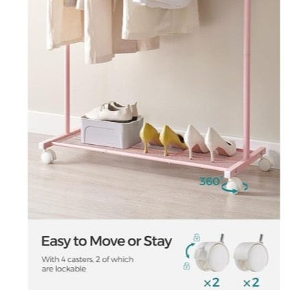 Light Luxury Single Rod Metal Coat Rack for Bedroom Clothes Storage Modern Floor-Standing Movable Clothes Drying Rack Home Use