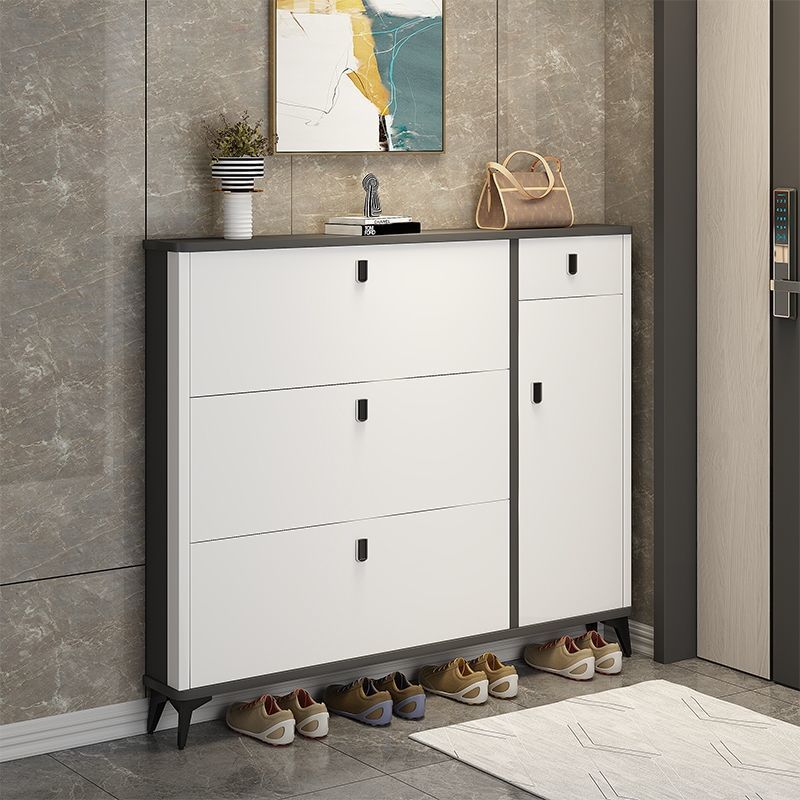 Wholesale Modern Luxury Grey Shoe Cabinet 4-Tier Shelf with Drawer Artificial Board Home Office Shoe Rack