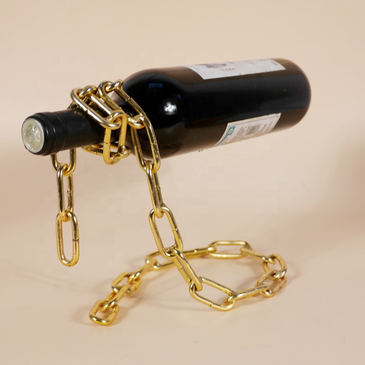 Lakuna Creative Decorations Magical Suspension Iron Chain Wine Rack Wine Bottle Metal Racks Stand Holder