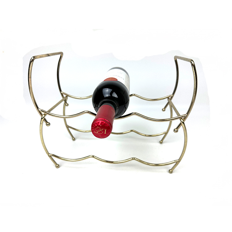 DaS 2 Tier Wave Shape Removable Metal Wine Rack Luxury Wrought Iron Gold Plating Wine Holder for Living Room