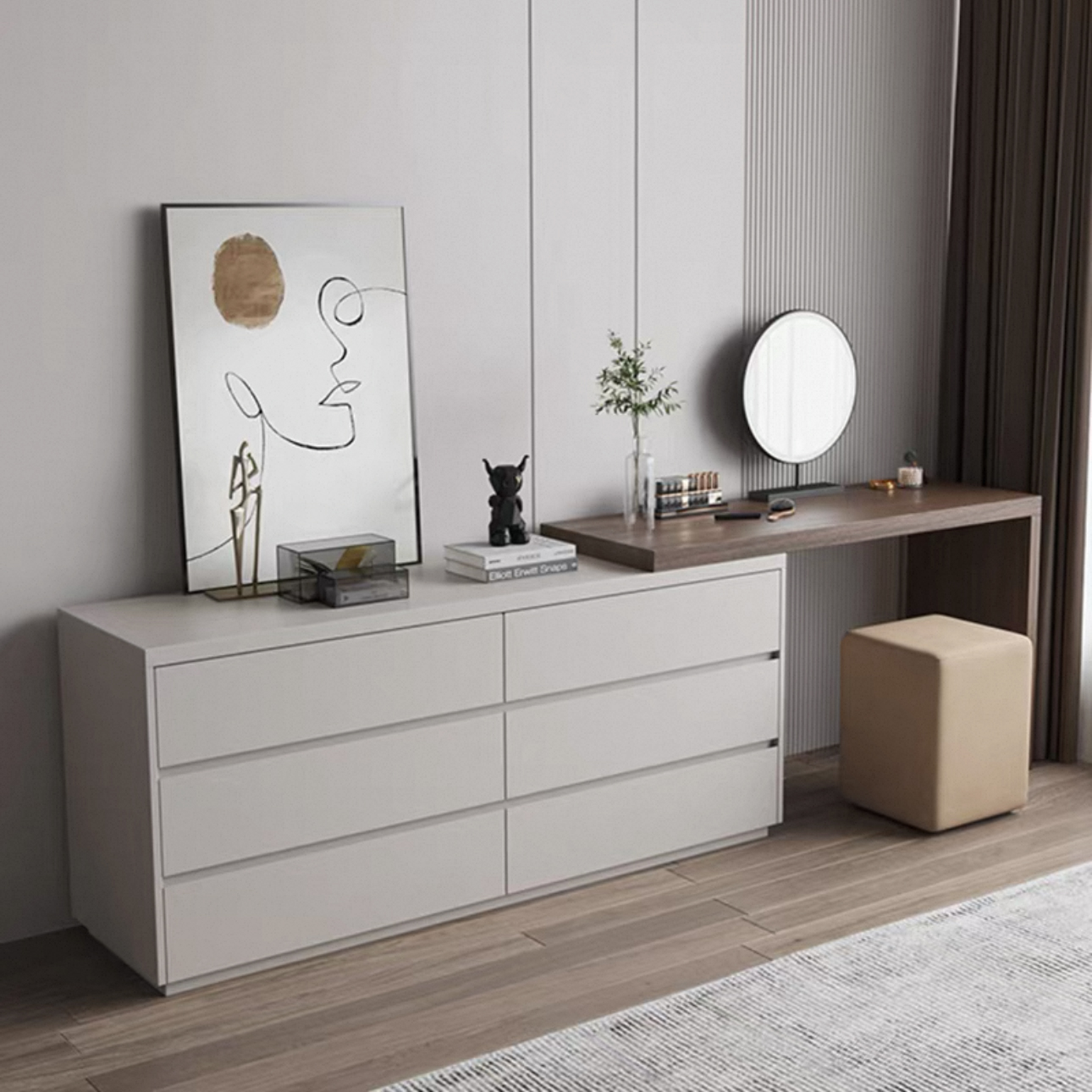 OSB Wood Dressing Table With Drawers Eco Friendly Formaldehyde Free Bedroom Makeup Vanity Cabinet Home Furniture