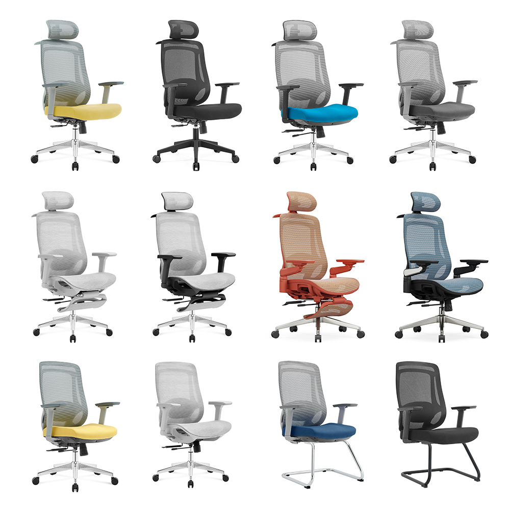Modern Comfortable Ergonomic Office Chair Executive Grey Full Mesh Chair For Office Sillas De Oficina Reclinechair With Footrest