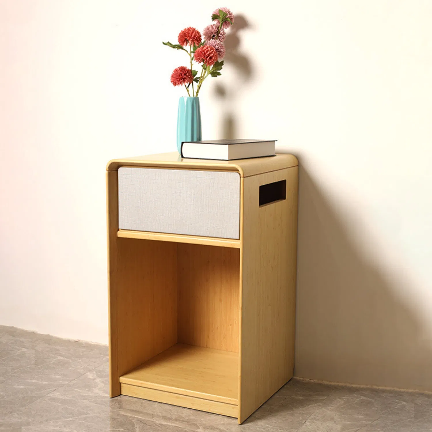 Bilido Casa Wholesale Price Modern Leisure Hotel Bedroom Wooden Foshan Interior Furniture Elegant Nightstand with Curved Edges Cabinet Locker Bedside Table