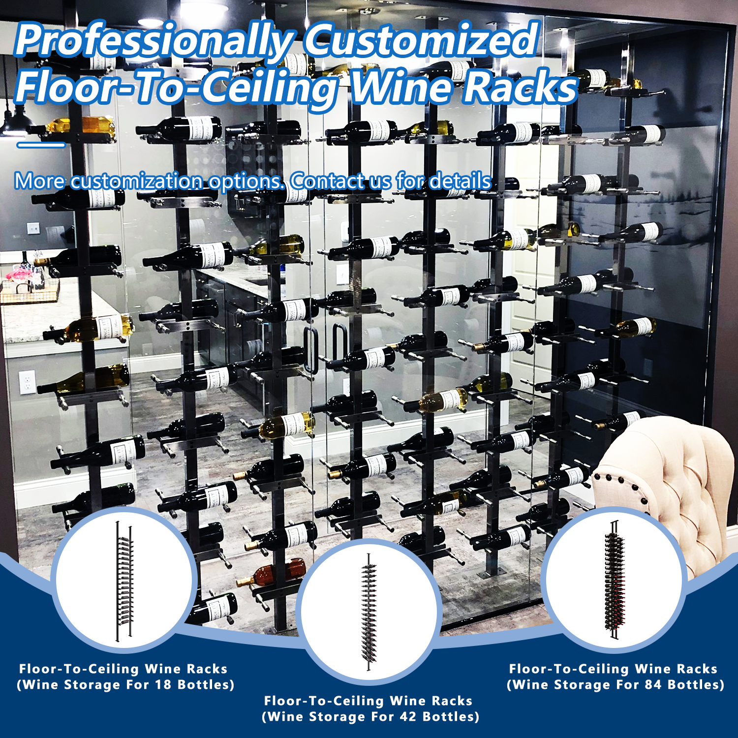 Custom Wall Mounted Bottle Display Rack Bar Luxury Wine Shelf Cabinet Organizer Wine Display Stand Metal Wine Rack For Bar