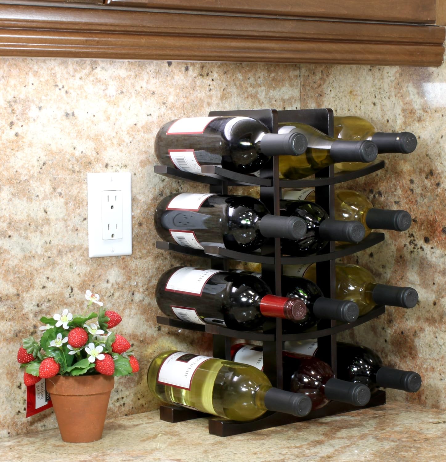 4-Tier 12-Bottle Solid Wood Bamboo Wine Rack Home Furniture Freestanding Storage Shelf Wine Bottle Holder for Kitchen