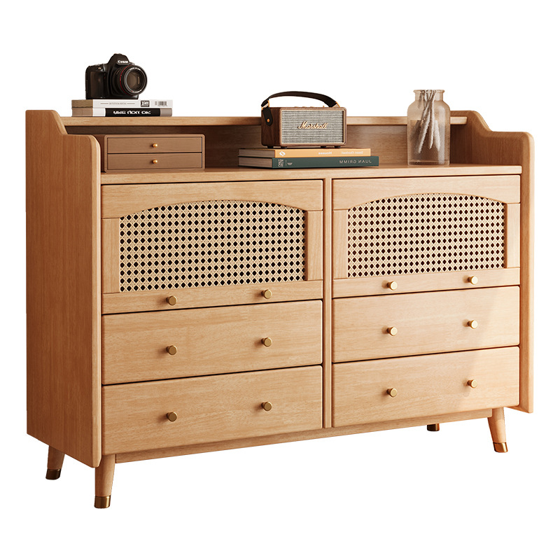 Solid Wood Sideboard Storage Cabinet With Drawers And Shelves For Living Room Bedroom Kitchen Use