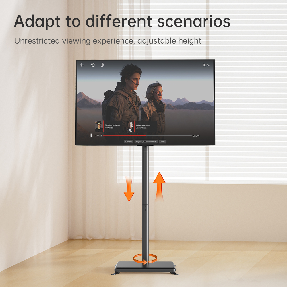 Khcoohoo Alloy Steel Floor TV Stand Swivel Mount 32-45" TVs Adjustable Height 40kg Load Capacity VESA 100-400mm Home Office Use
