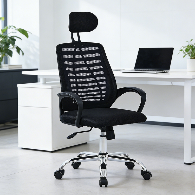 Free Sample Modern Designer Furniture Full Mesh High Back Swivel Meeting Visitors Office Chair With Wheels Headrest
