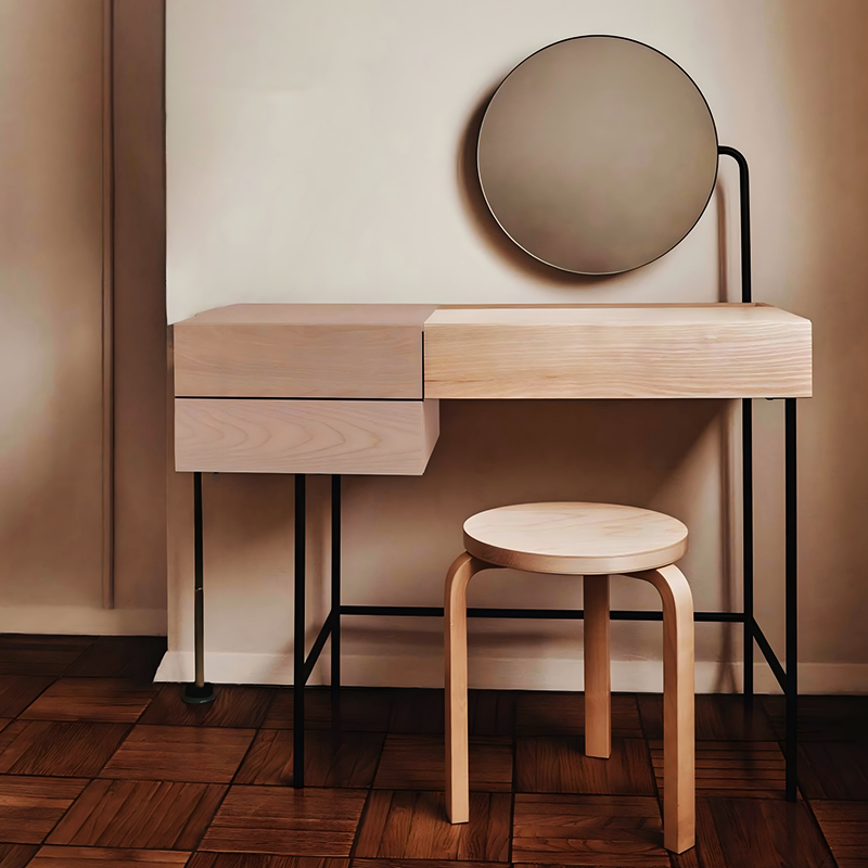Wholesale Price Modern Design Wood Furniture Vanity Dressing Table Vintage Classic With Lights Mirror Storage Space