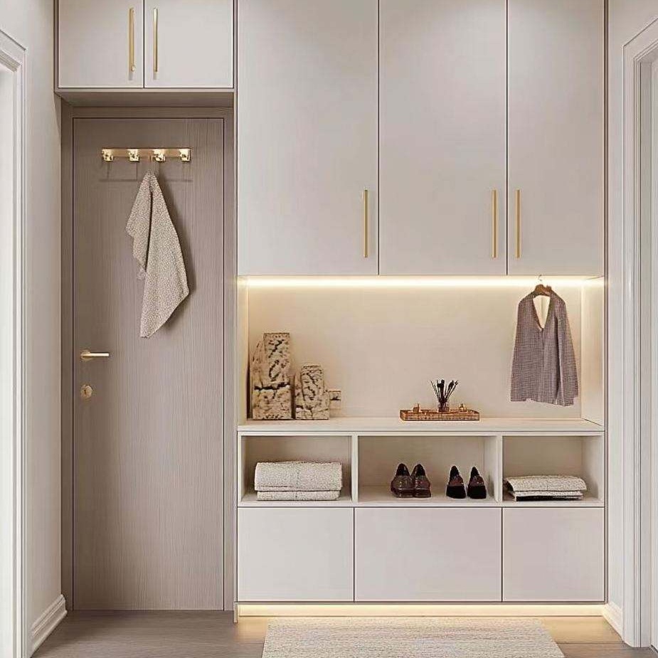 Senger Customizable Wooden Entryway Cabinet With Mirror-modern Durable Coat Rack Shoe Bench &amp; Shelf Easy Assembly For Hotel Use
