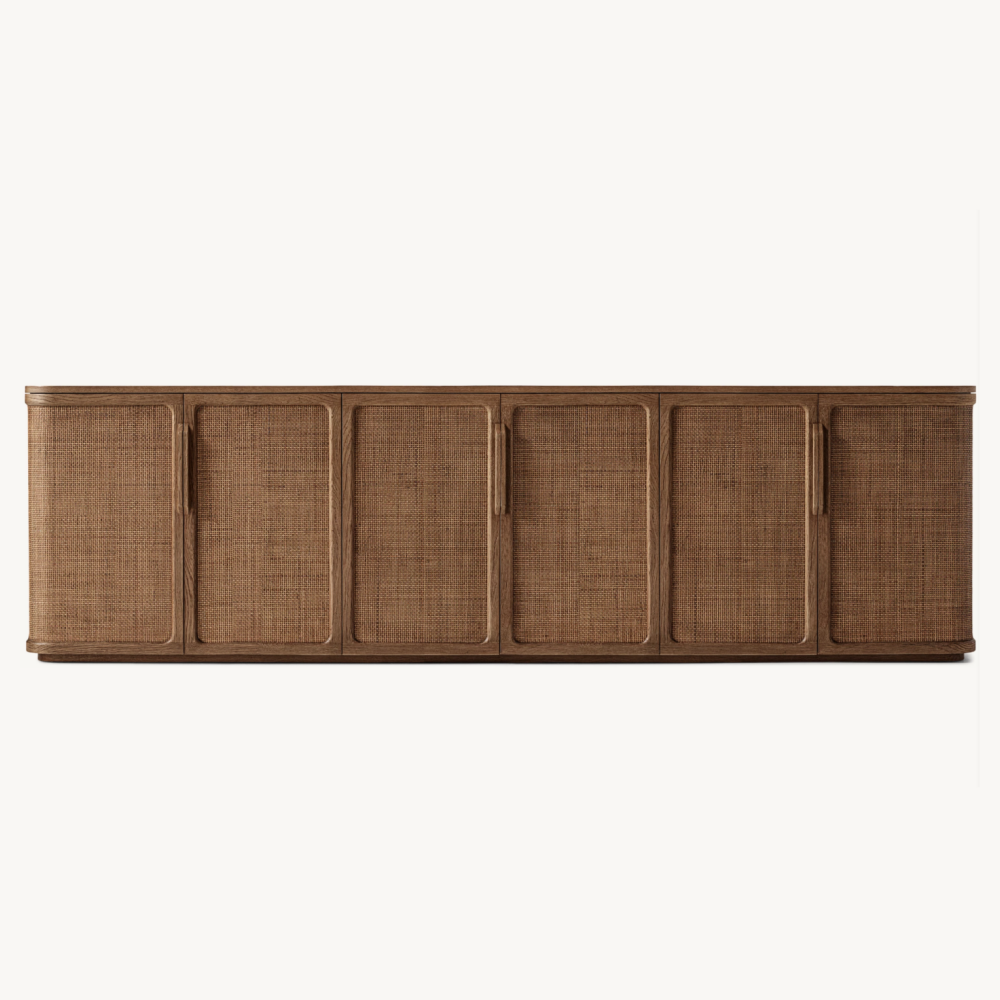 Modern Solid Wood Handmade 6-door Media Control Console TV Stand Living Room Bedroom Furniture