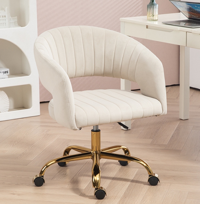 Modern Velvet Office Computer Desk Chair with Gold Plating Base