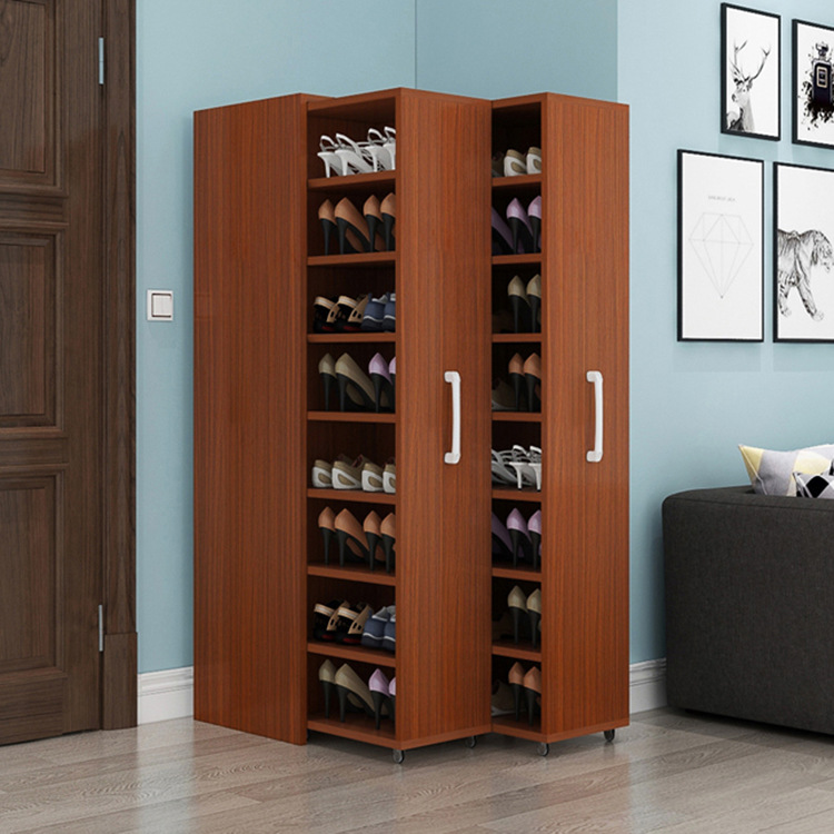 Low Price Specifications Wooden Shelf Sliding Shoe Rack Cabinet Shelves with Wheels Mobile Shoe Storage Shelves