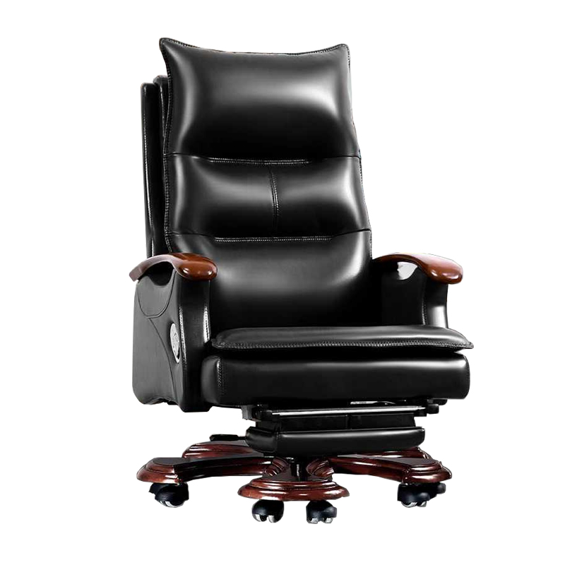 Luxury Adjustable Super Comfort Plush Brown Leather Swivel Executive Office Desk Chair Traditional Design Style