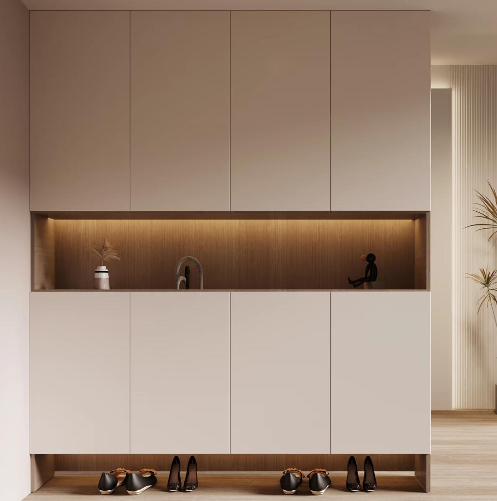 High Capacity Wood Modern Shoe Rack Cabinet Durable Living Room Entryway Storage Organizer