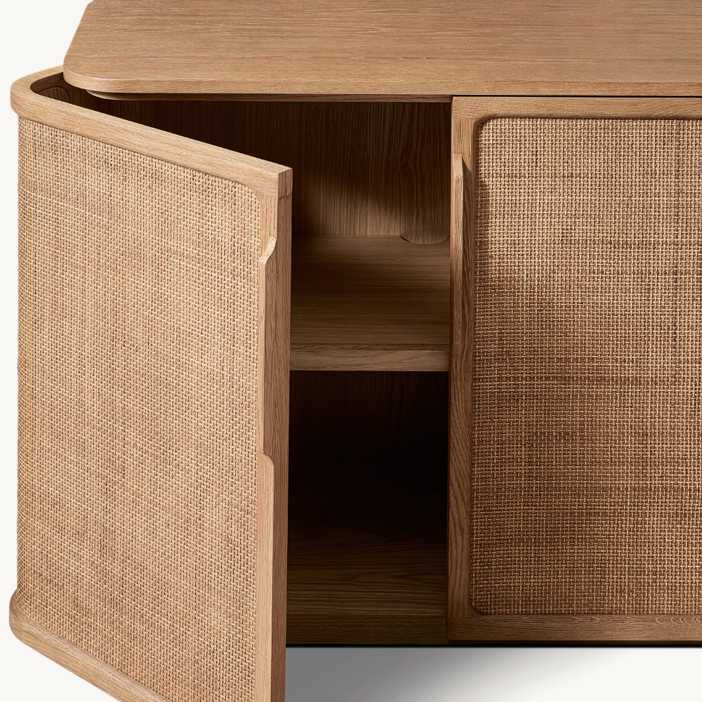 Modern Solid Wood Handmade 6-door Media Control Console TV Stand Living Room Bedroom Furniture