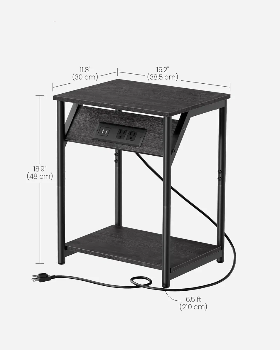Side Table with Charging Station
