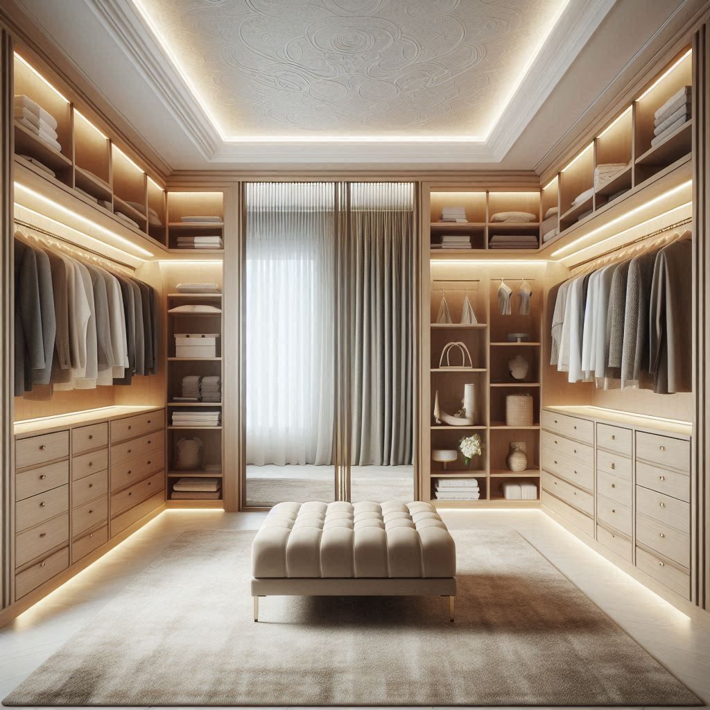 Customized Durable Eco-Friendly Wardrobes Bedroom Furniture Sets Dressing Table Modern Design Glass Door Walk-In Closet Space