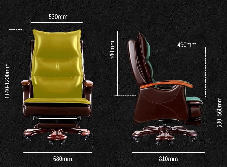 Luxury Adjustable Super Comfort Plush Brown Leather Swivel Executive Office Desk Chair Traditional Design Style