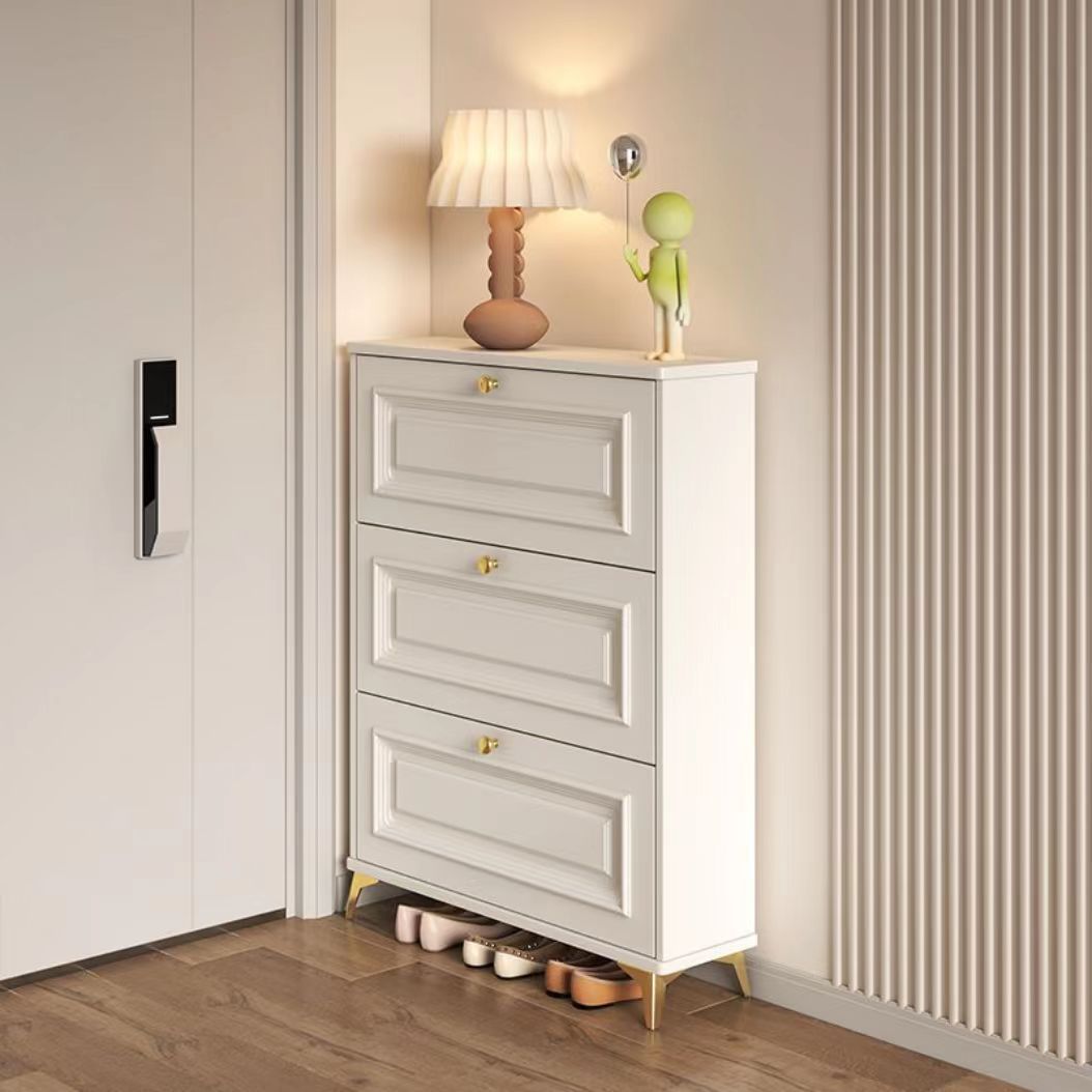 Ultra-Thin Cream Wooden Shoe Cabinet Economical Space-Saving Door Storage Rack Small Explosive Entrance Household Door Storage