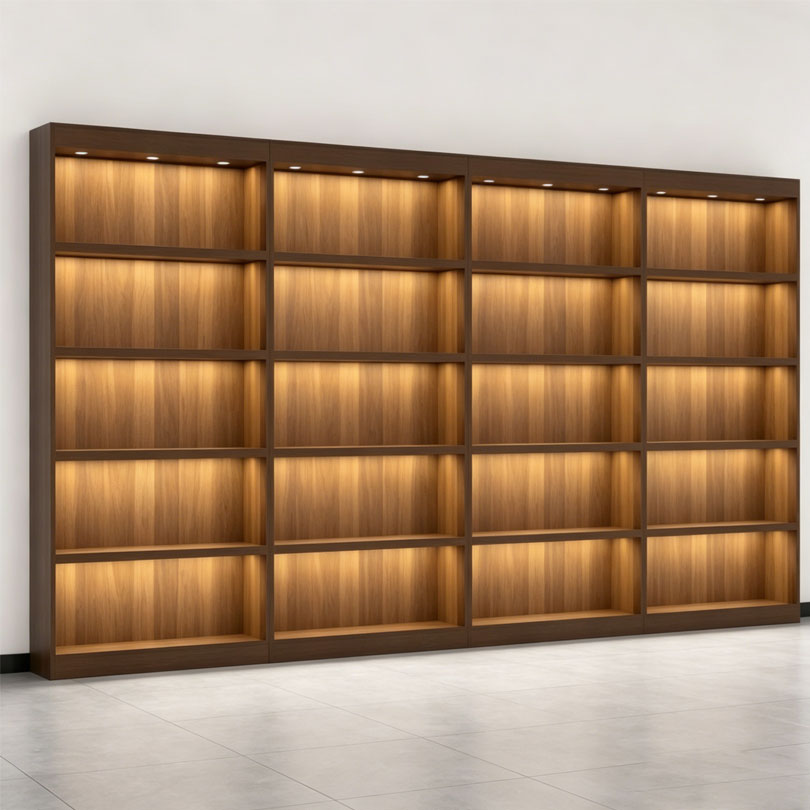 Customized Wine Tea Spirit Collection Wooden Wall-Mounted Wine Rack LED Lighting Sturdy Construction Eco-Friendly Waterproof