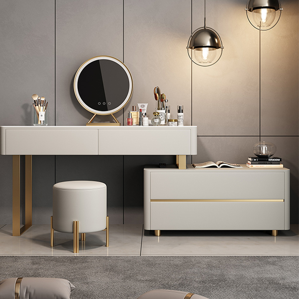Nordic Minimalist Storage Cabinet Integrated Dressing Table High-end Bedroom Multi-functional Vanity Table With Led Light