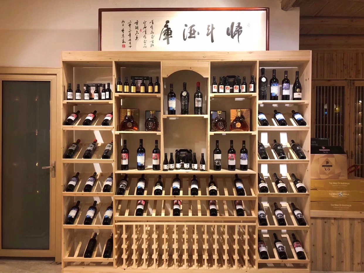 High Quality YUMEI Customized Modular Solid Wood Steel Durable Adjustable Freestanding Wine Cellar Display Stand Retro Wine