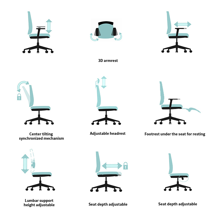 Modern Design Office Chairs Wholesale Manager Mesh Metal Computer Chairs Adjustable Ergonomic With Packing