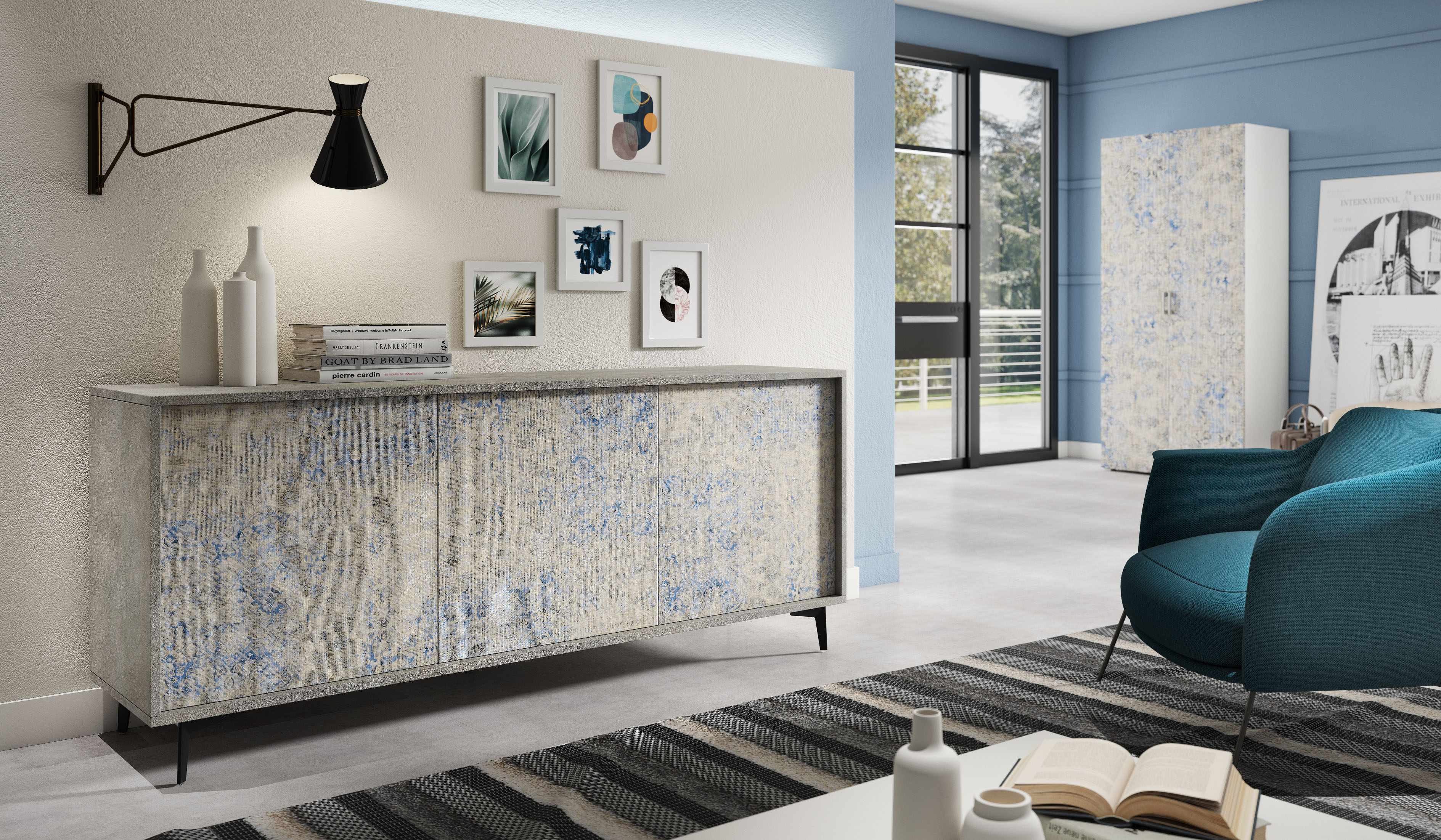 Modern White Wooden Sideboard Cabinet for Living Room Terraneo Brand Model EL180LEI Fashion Design Creative