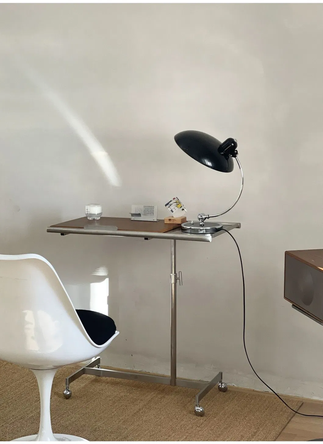 Wooden Bedside Table with Steel Frame