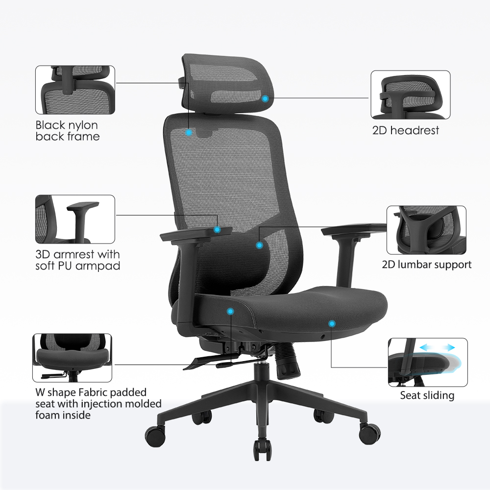 Customization Office Furniture Mesh Ergonomic Office Chair Boss Executive Desk Chairs for Office Sillas De Oficina BIFFMA Passed