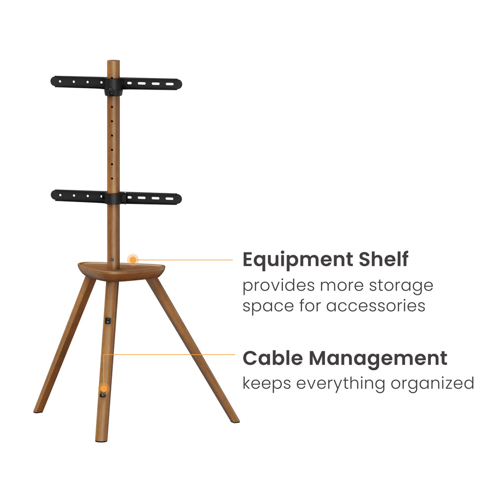 LUMI Wholesale 45 To 65 Inch Flat Screen Studio Mount 3 Legs Wood Universal Easel Tripod LED Mobile TV Floor Stand With Mount