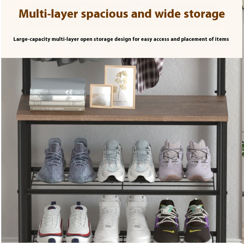 Assembled Metal Folding Coat Shoe Rack Multi Layer Coat Shoe Storage Rack Heavy Duty Multi Function Coat Rack