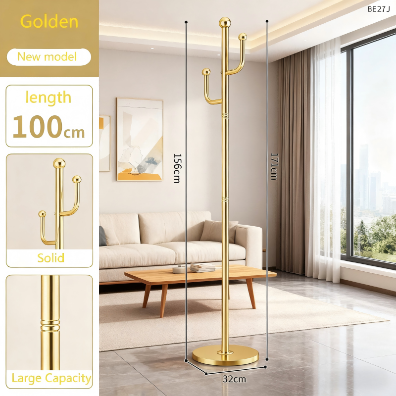Coat Rack Floor Hanging Gold Luxury Metal Living Room Movable Tree Stand Home Storage Organization Clothes Coat Rack With Wheel