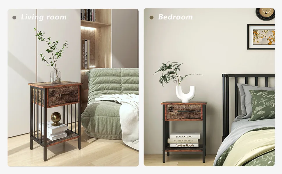 Nightstand, Bedside Table with Drawer, End Table for Living Room