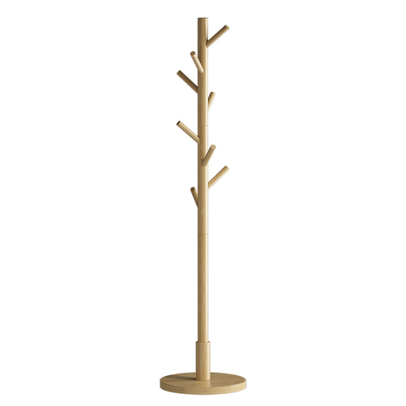 Bamboo Wooden Coat Rack Clothes Stand Garment Hanger With 8 Hooks Shelves for Hats Scarves Handbags