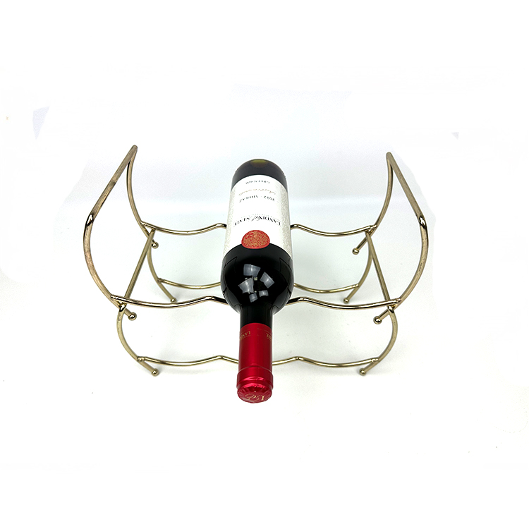 DaS 2 Tier Wave Shape Removable Metal Wine Rack Luxury Wrought Iron Gold Plating Wine Holder for Living Room