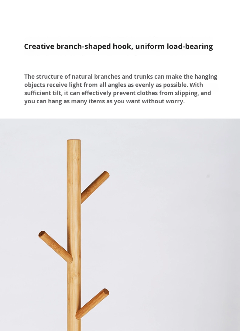 Sturdy Bamboo Clothing Rack Portable Standing Clothes Hanger Organizer Small Bamboo Coat Rack with Simple Vertical Design