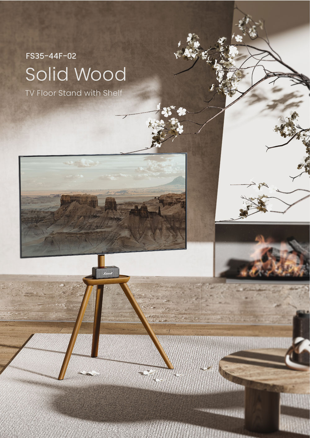 Solid Wood TV Floor Stand Preview