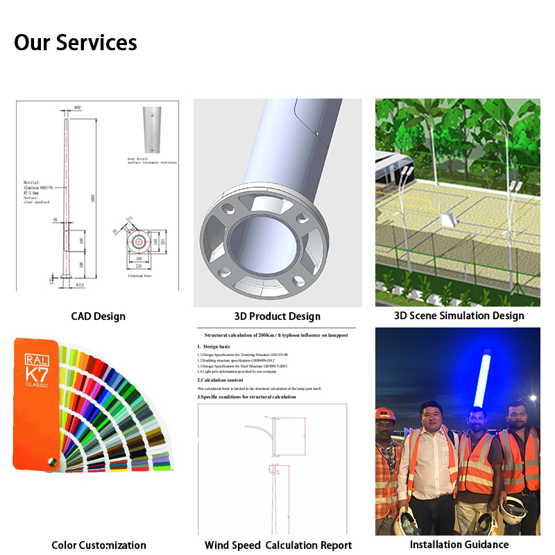 Fast Delivery Solar LED Square Street Light Pole 25ft 3M-9M Silver Steel with Accessories 10-Year Warranty
