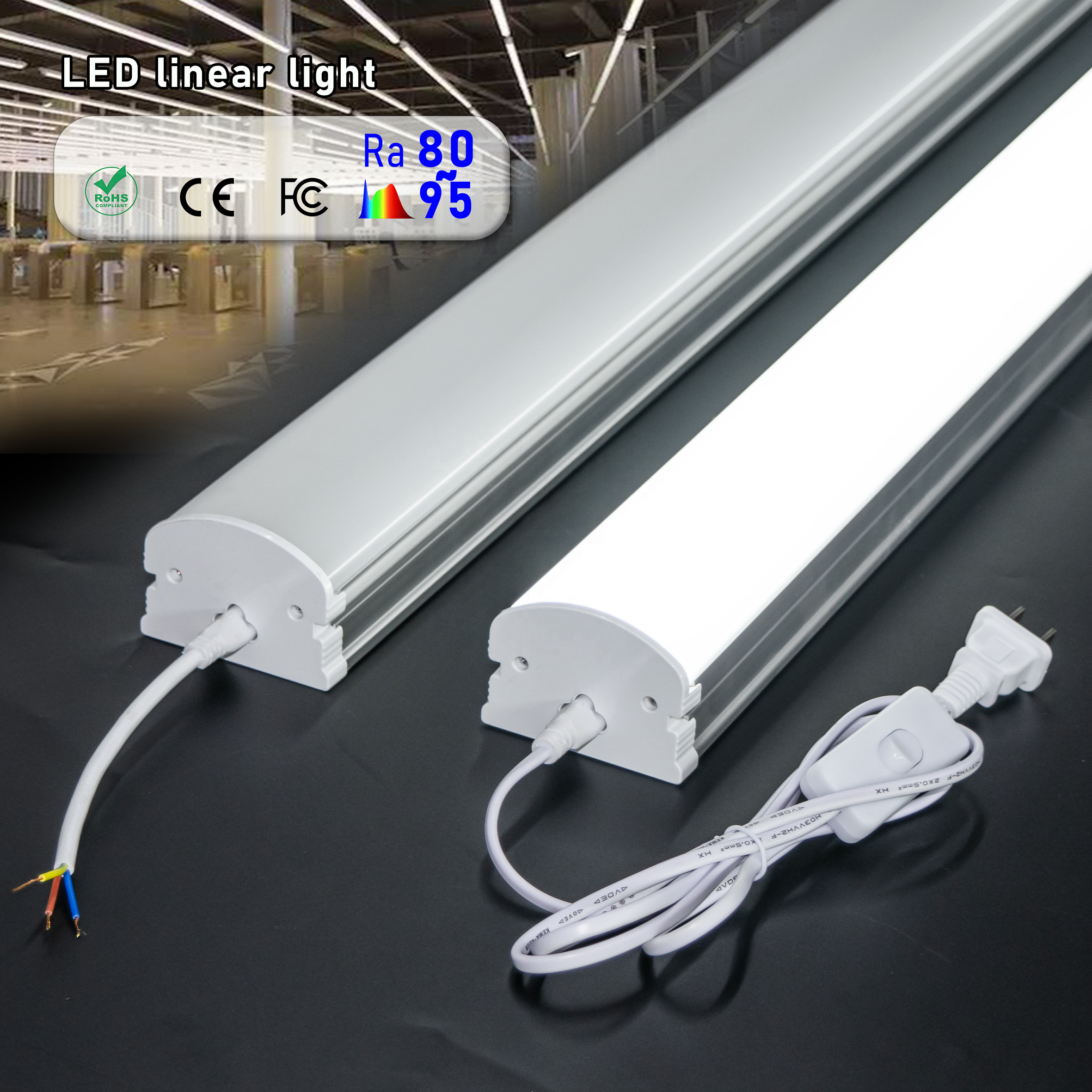 High Lumen 0.6/1.2/1.5/2.4metre Hanging Industrial Linear High Bay Light Led Linear Light
