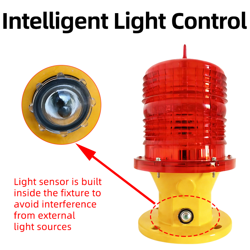 LED High/Medium Intensity Aviation Obstruction Light Flash Warning Light IP65 Protection Red For High-Rise Buildings Towers