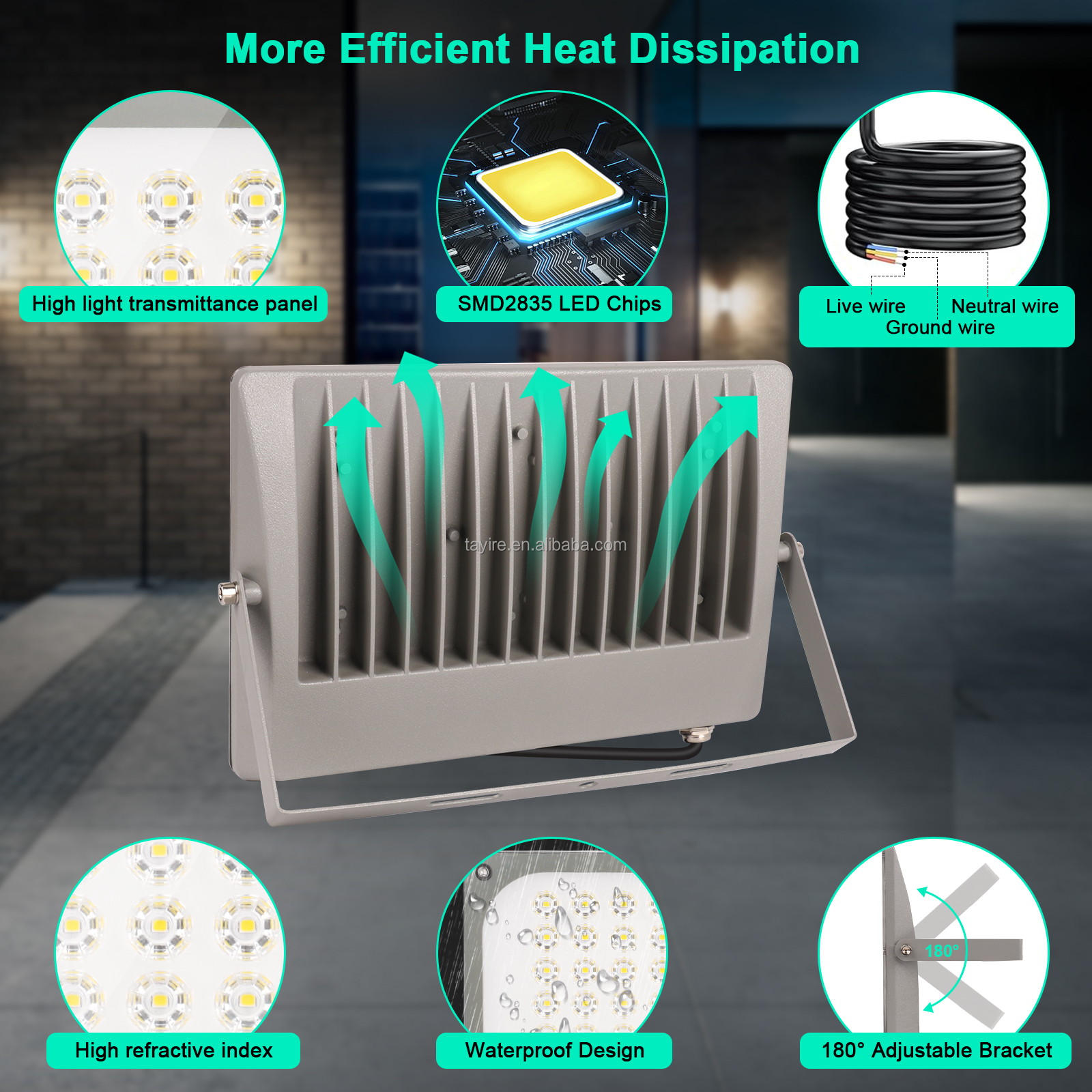 High Brightness Waterproof LED Floodlight Cool White 30W-400W Outdoor Garden Park Yard Garage Lighting Sports Stadium Spotlight