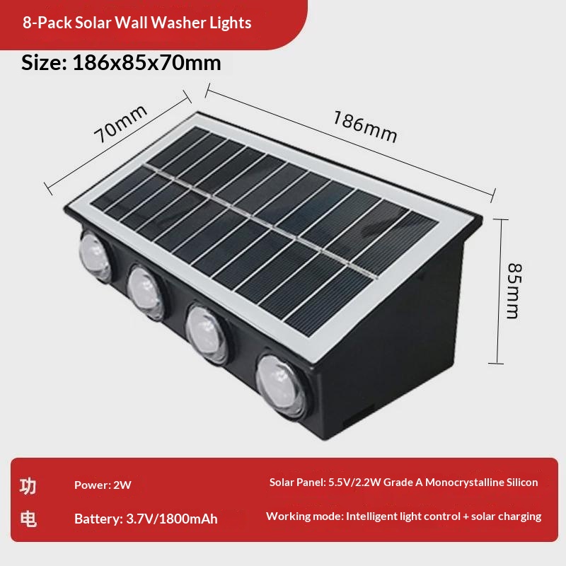 High Quality Smart Solar Outdoor LED Wall Washer Light Waterproof Garden Decoration Low Price Wall Washer Lamp Sconce Fixture