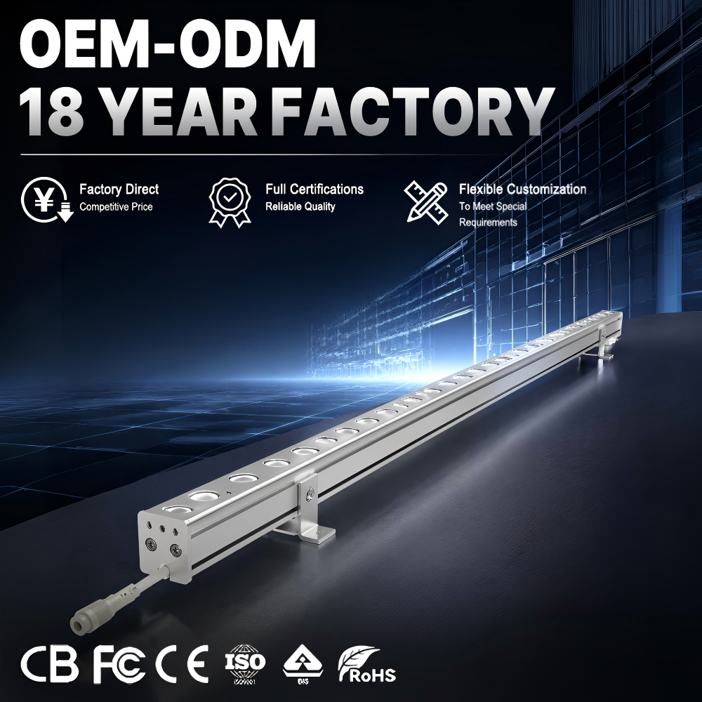 Narrow Beam Exterior Facade Linear Lamp RGBW 4 in 1 Programmable 18W Outdoor Theme Park Landscape Lighting XMZ18-M1-D4