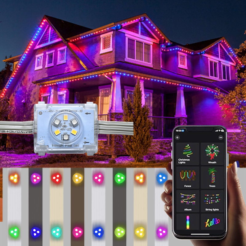Rgbw 48v Jellyfish Pixel Point Light 2904 Landscape Outdoor Waterproof Point Light Rgbic Permanent Christmas Holiday Lights