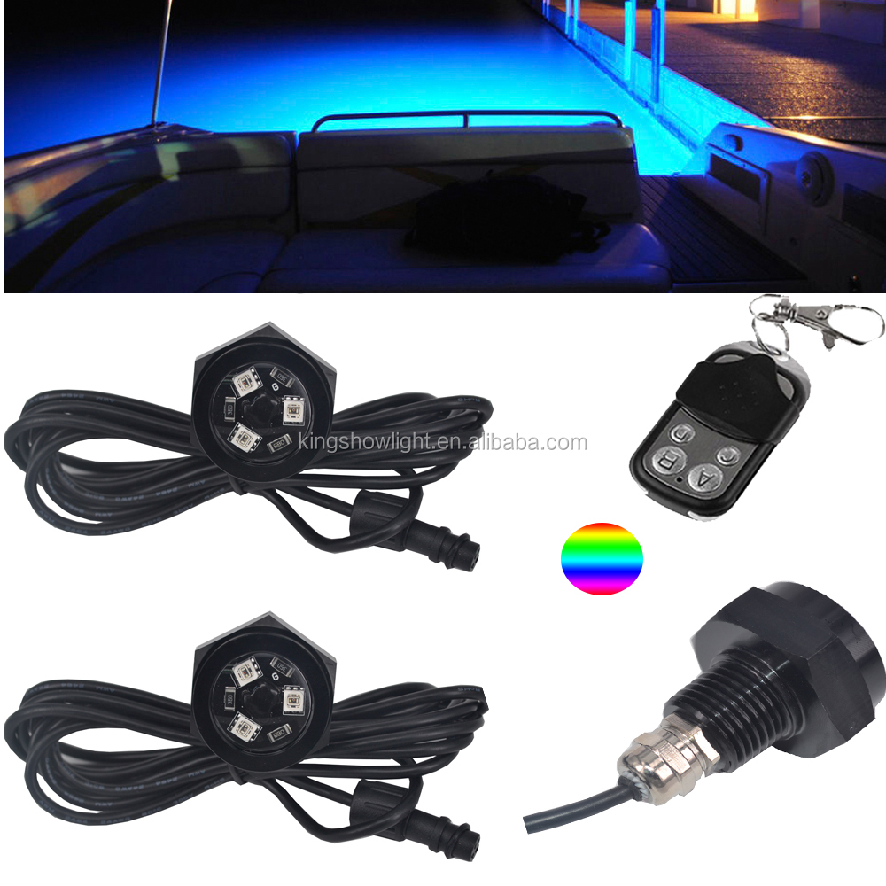 High Quality 1/2\" NPT RGB LED Boat Underwater Light with Drain Plug 12V Marine Supplies
