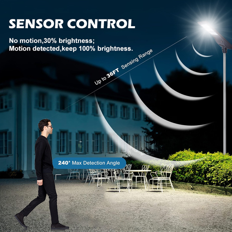 Sensor Control High Lumen Waterproof Outdoor Ip65 100 150 200 W All in One Integrated Smart Led Solar Street Lights